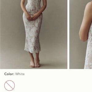 V. Chapman White Lace Midi Dress